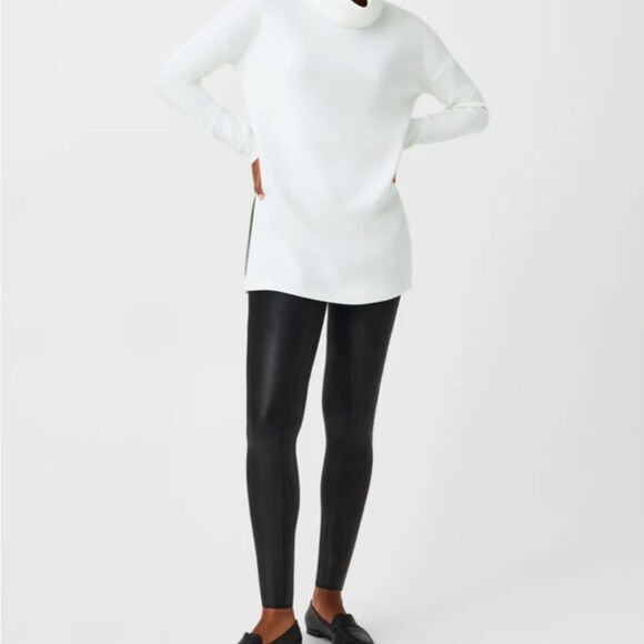 SPANX SPANXshape™ Black Faux Leather Stretch Leggings Size XL Petite MSRP 98.00 - Picture 3 of 14